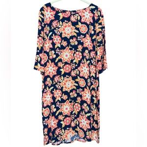 J. Jill 3/4 Sleeve Floral Shift Dress